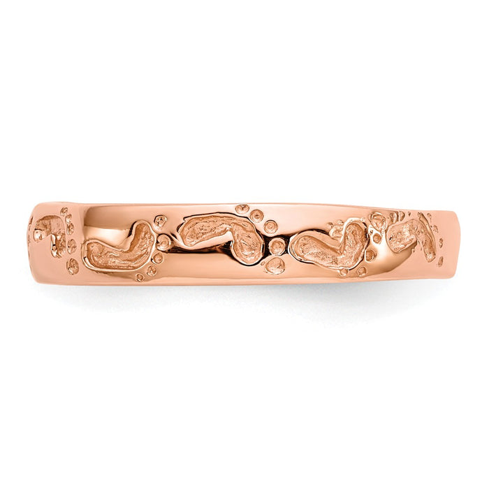 14k Rose Gold Footprints Ring, Size: 7