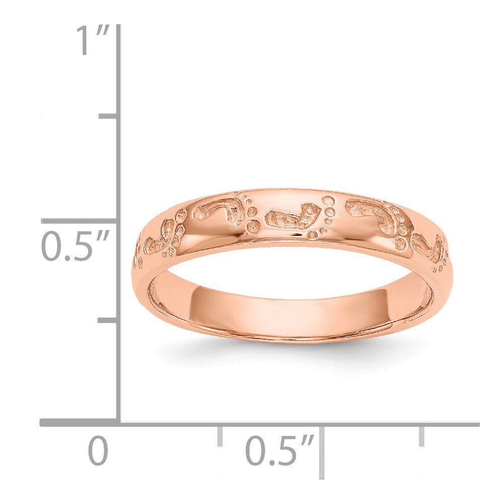 14k Rose Gold Footprints Ring, Size: 7