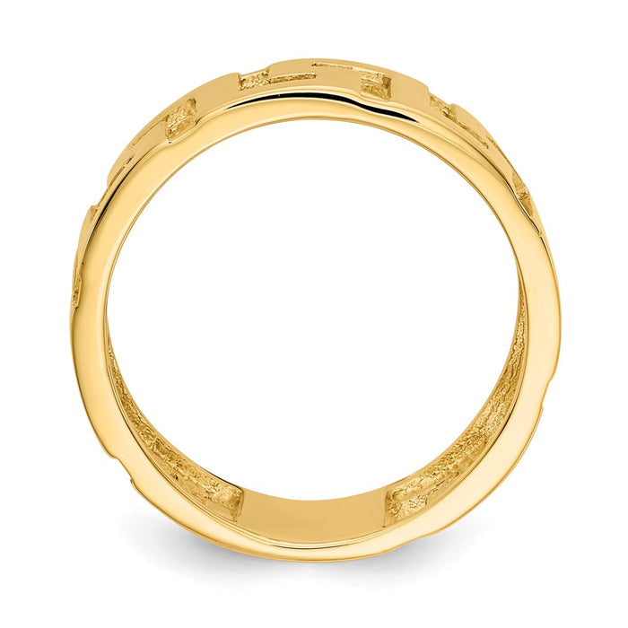 14k Yellow Gold Greek Key Wedding Band, Size: 7.25