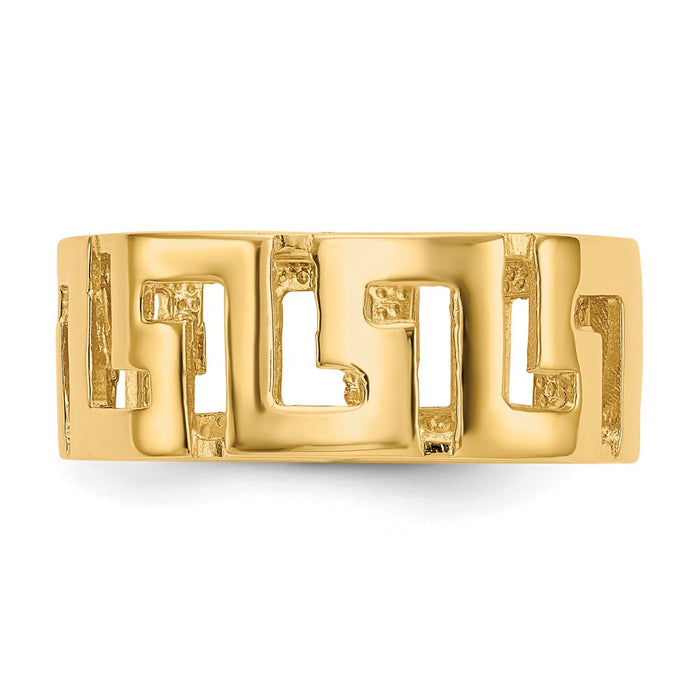 14k Yellow Gold Greek Key Wedding Band, Size: 7.25