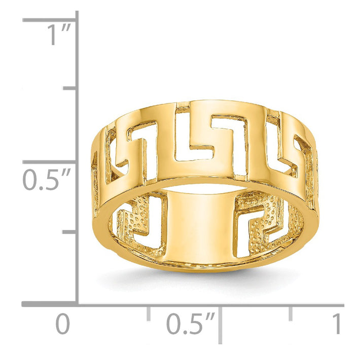 14k Yellow Gold Greek Key Wedding Band, Size: 7.25