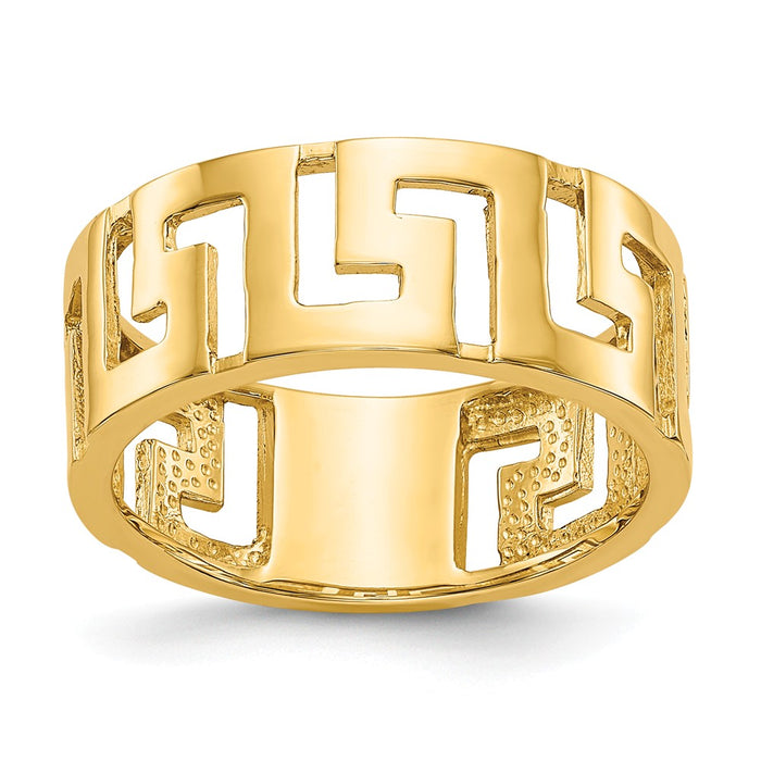 14k Yellow Gold Greek Key Wedding Band, Size: 7.25