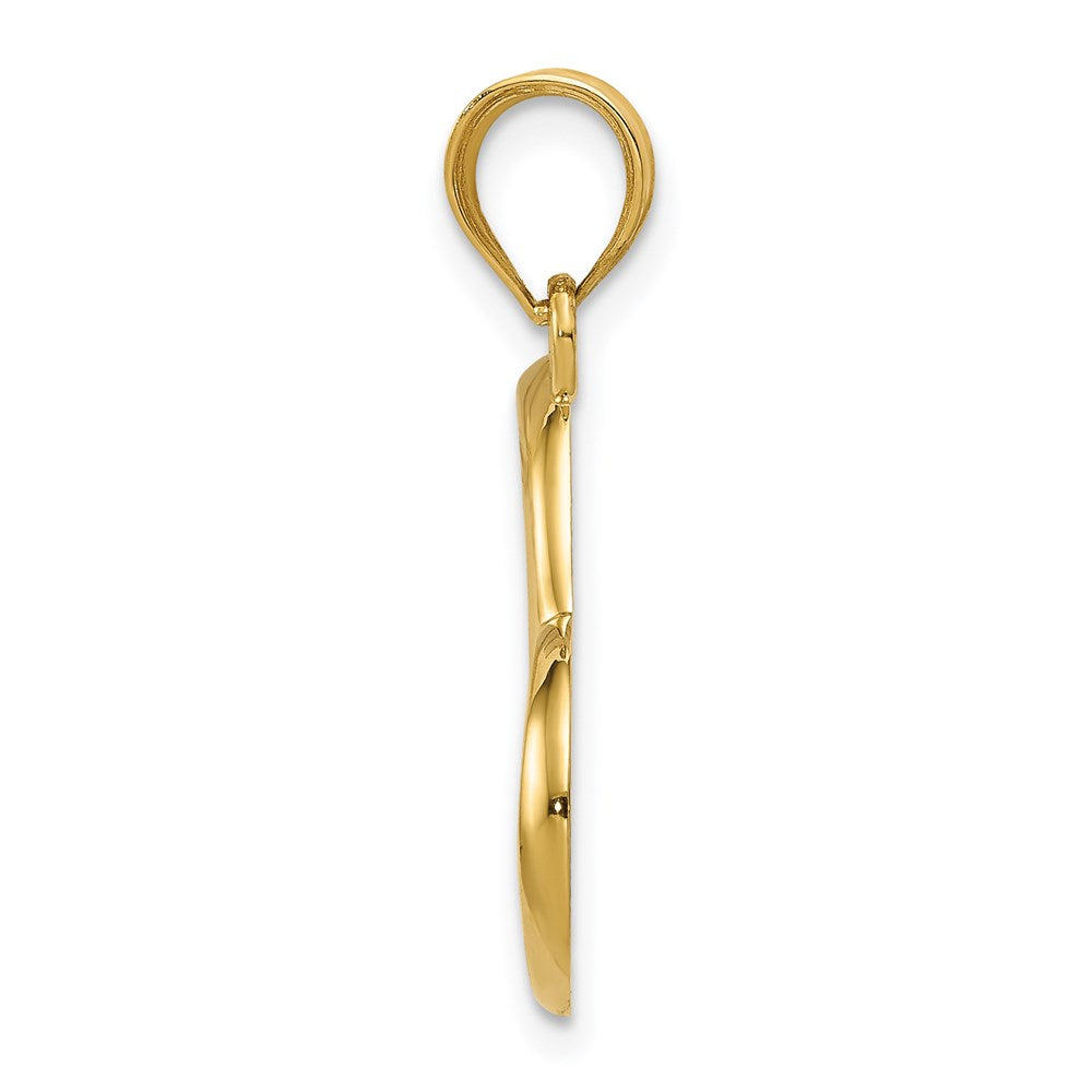 Million Charms 14K Yellow Gold Themed Polished Crooked Heart Pendant