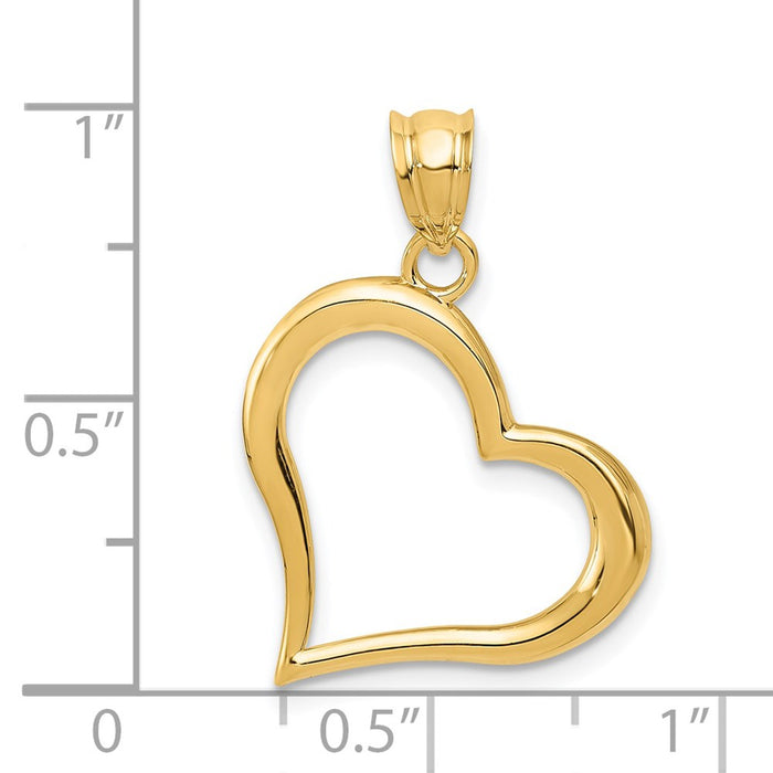 Million Charms 14K Yellow Gold Themed Polished Crooked Heart Pendant