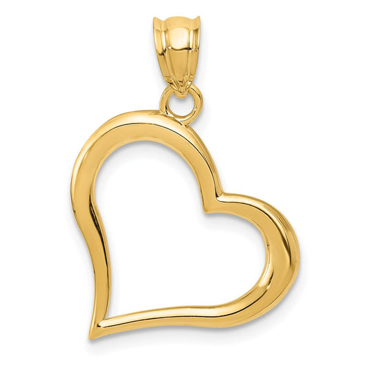 Million Charms 14K Yellow Gold Themed Polished Crooked Heart Pendant