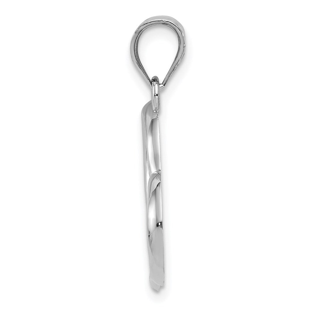 Million Charms 14K White Gold Themed Polished Open Heart Pendant