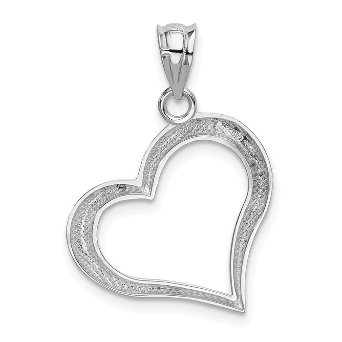 Million Charms 14K White Gold Themed Polished Open Heart Pendant
