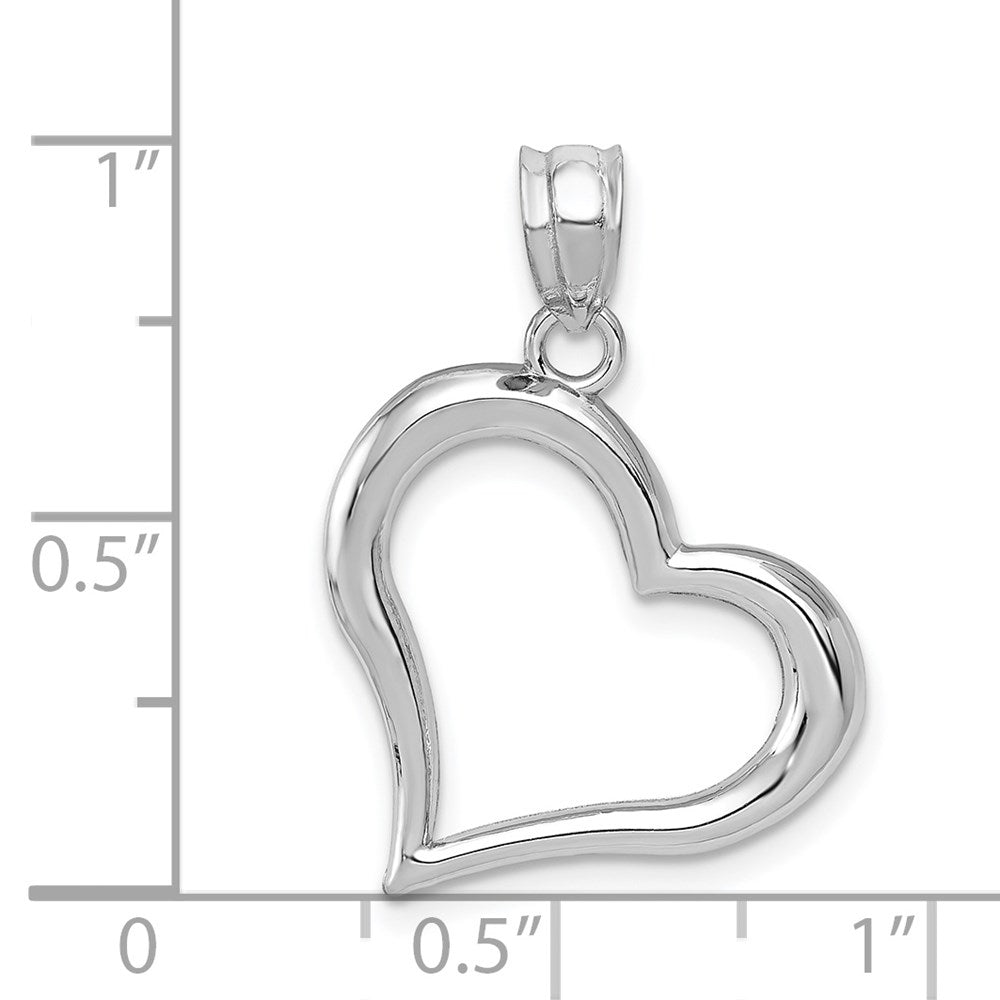 Million Charms 14K White Gold Themed Polished Open Heart Pendant