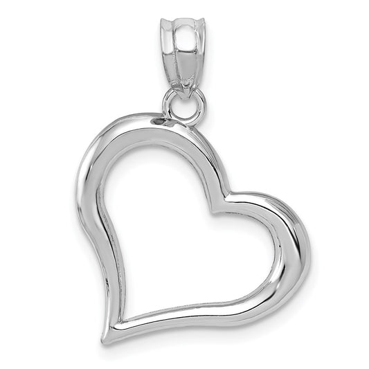 Million Charms 14K White Gold Themed Polished Open Heart Pendant