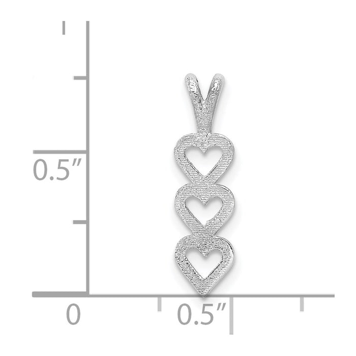 Million Charms 14K White Gold Themed Triple Heart Pendant