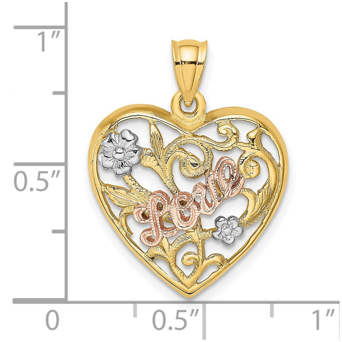 Million Charms 14K Two-Tone & Rhodium-plated Love Heart Charm