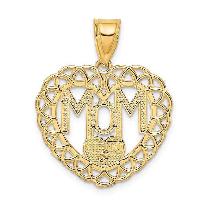 Million Charms 14K Two-Tone Mom In Heart Frame Charm