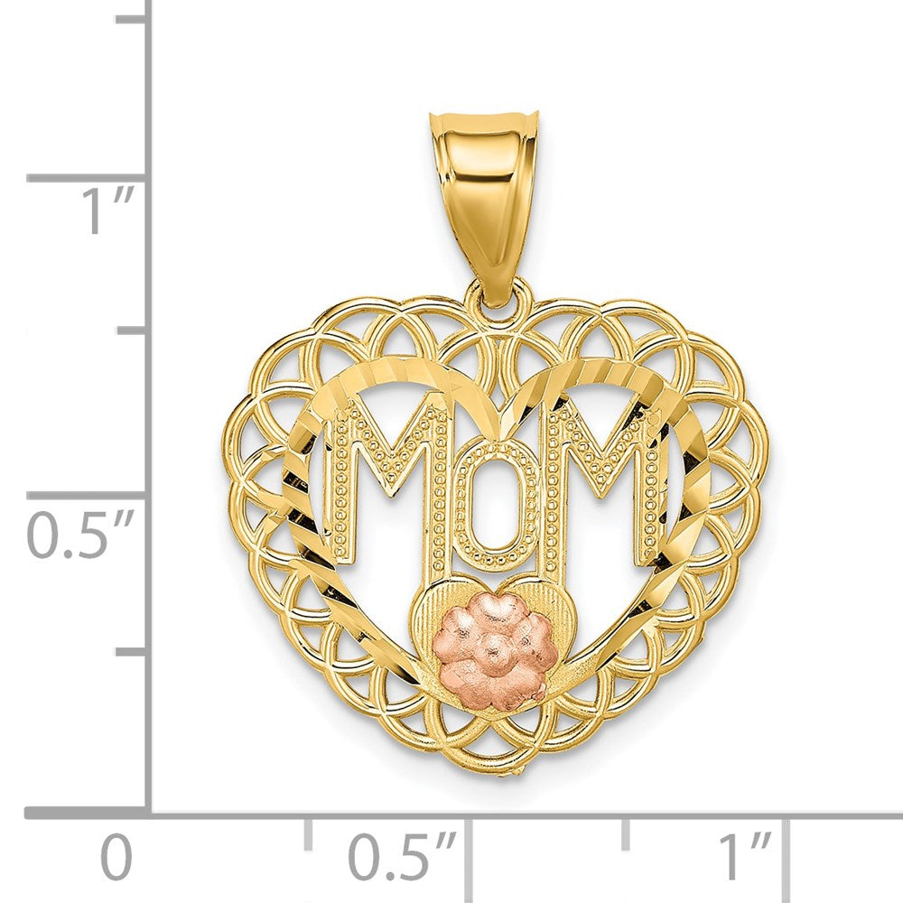 Million Charms 14K Two-Tone Mom In Heart Frame Charm