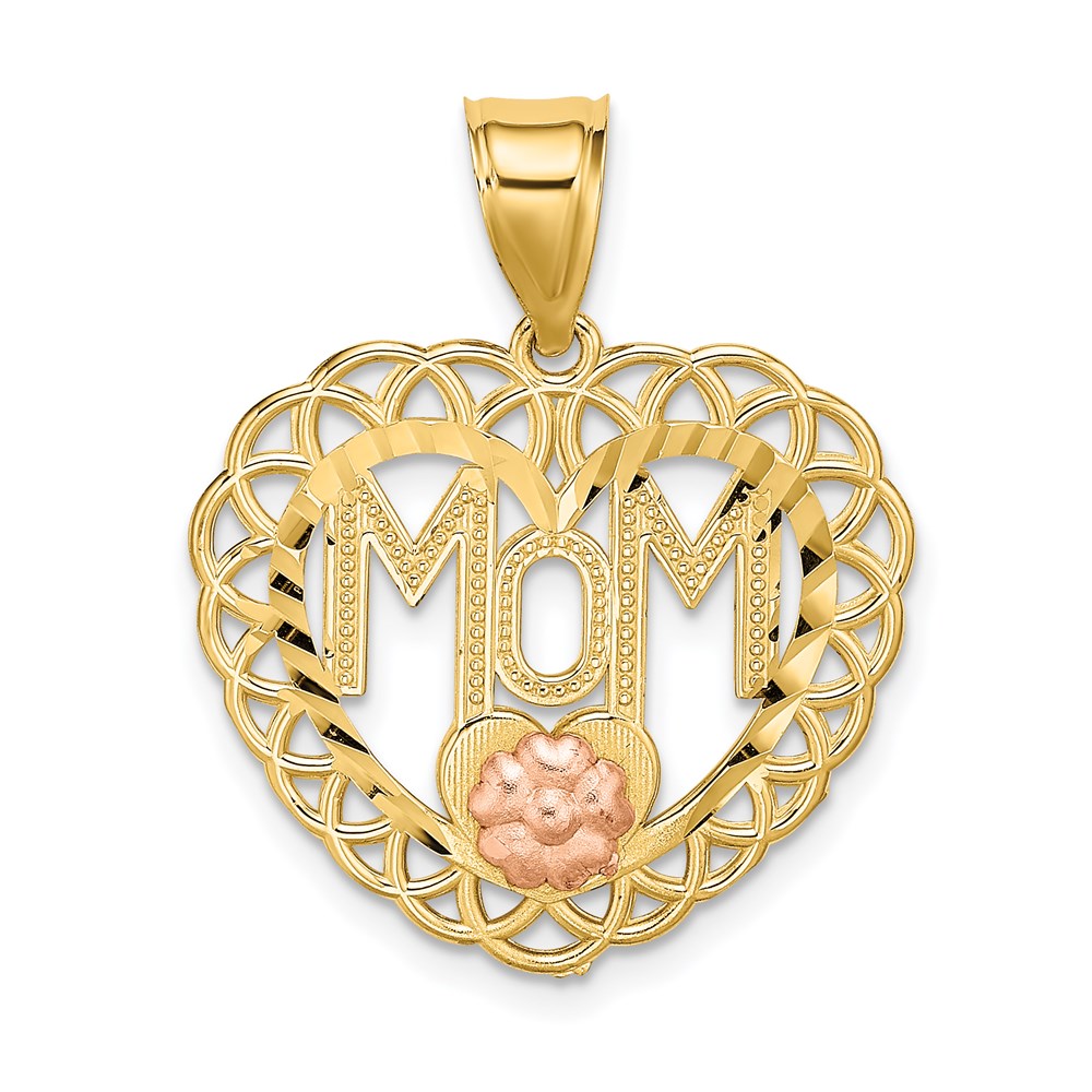 Million Charms 14K Two-Tone Mom In Heart Frame Charm