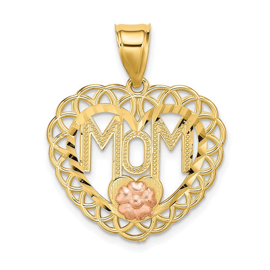 Million Charms 14K Two-Tone Mom In Heart Frame Charm