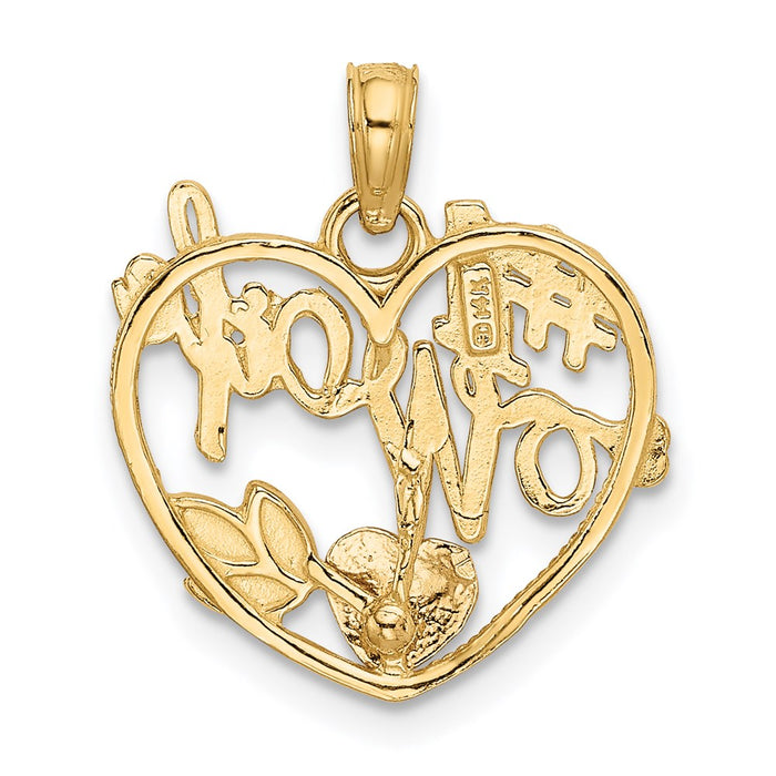 Million Charms 14K Two-Tone #1 Wife In Heart With Heart Pendant