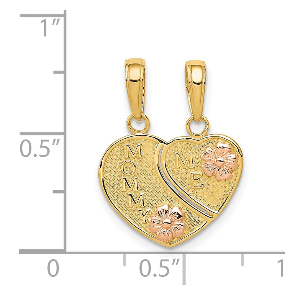 Million Charms 14K Two-Tone Mommy/Me Breakable Heart Pendant