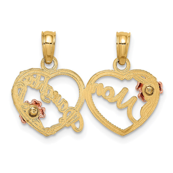 Million Charms 14K Two-Tone Mom - Daughter Breakable Hearts Pendant