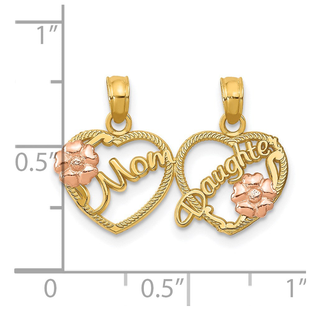 Million Charms 14K Two-Tone Mom - Daughter Breakable Hearts Pendant