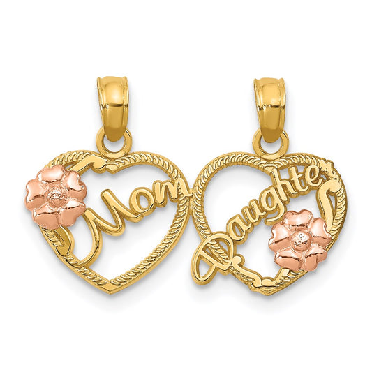 Million Charms 14K Two-Tone Mom - Daughter Breakable Hearts Pendant