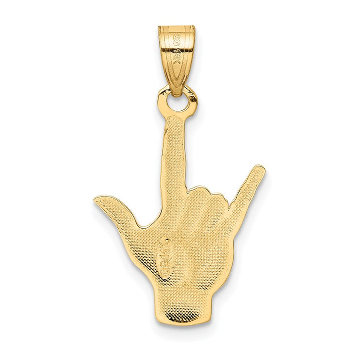 Million Charms 14K Yellow Gold Themed Polished I Love You Hand/Sign Language Charm