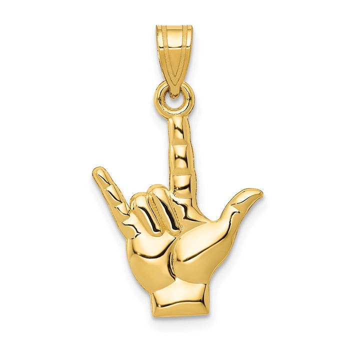 Million Charms 14K Yellow Gold Themed Polished I Love You Hand/Sign Language Charm