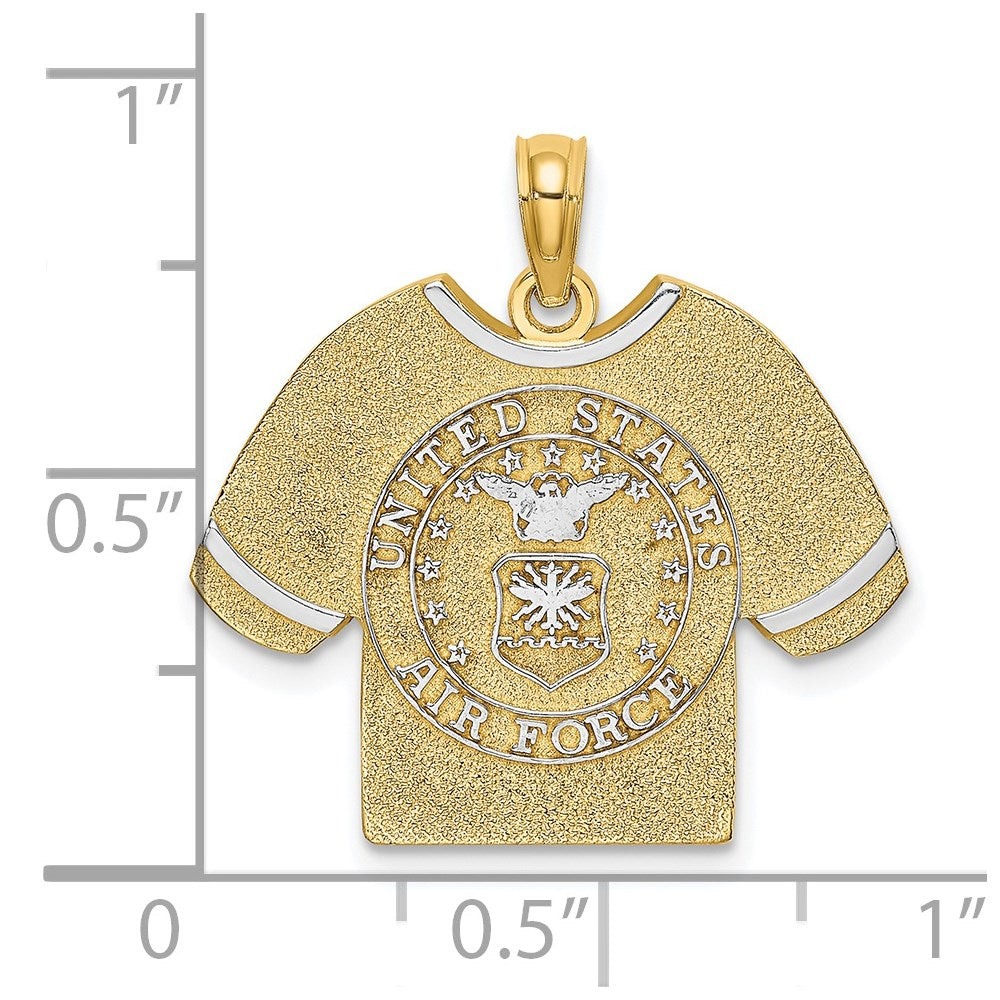 Million Charms 14K Yellow Gold Themed, Rhodium-plated Us Air Force T-Shirt Charm