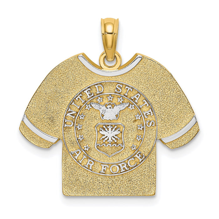 Million Charms 14K Yellow Gold Themed, Rhodium-plated Us Air Force T-Shirt Charm