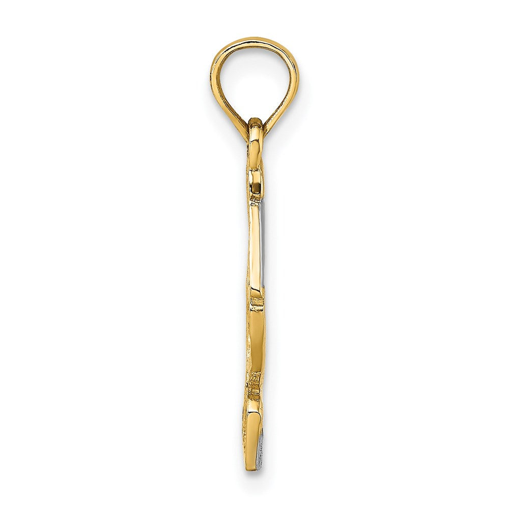 Million Charms 14K Yellow Gold Themed, Rhodium-plated Pelican Standing Charm