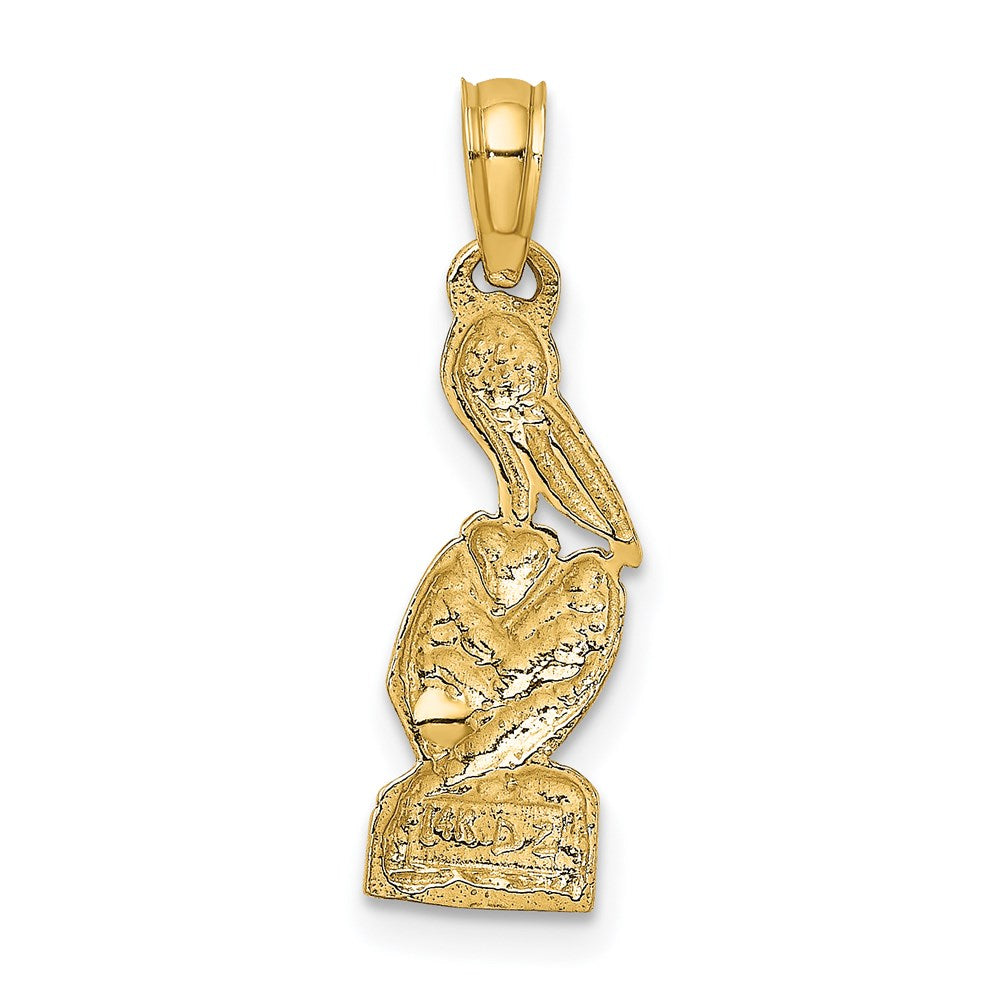 Million Charms 14K Yellow Gold Themed, Rhodium-plated Pelican Standing Charm