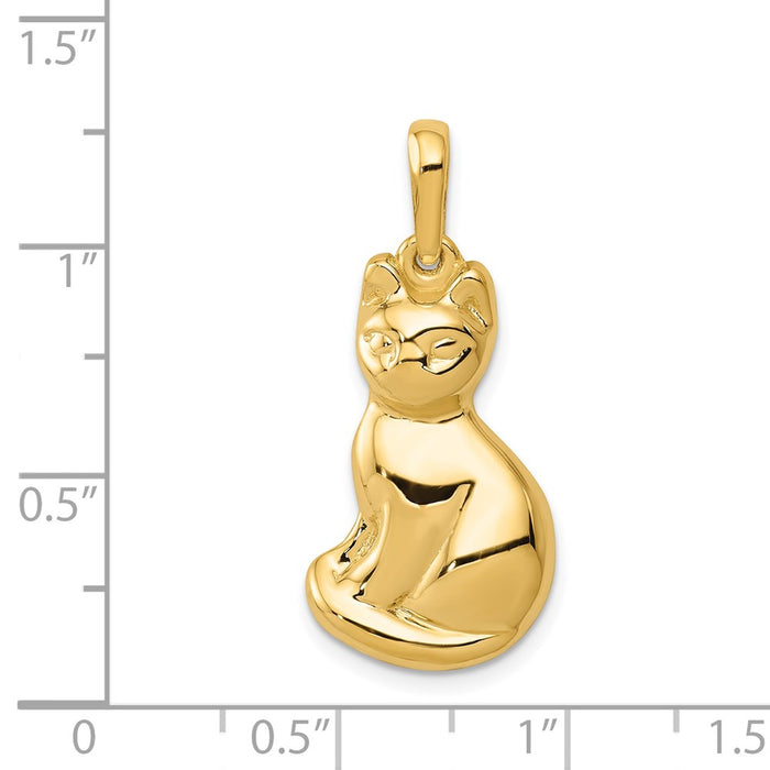 Million Charms 14K Yellow Gold Themed Cat Pendant