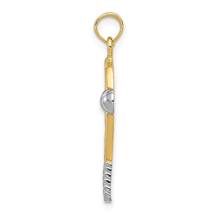 Million Charms 14K Yellow Gold Themed With Rhodium-plated Polished Sports Tennis Racquet Pendant