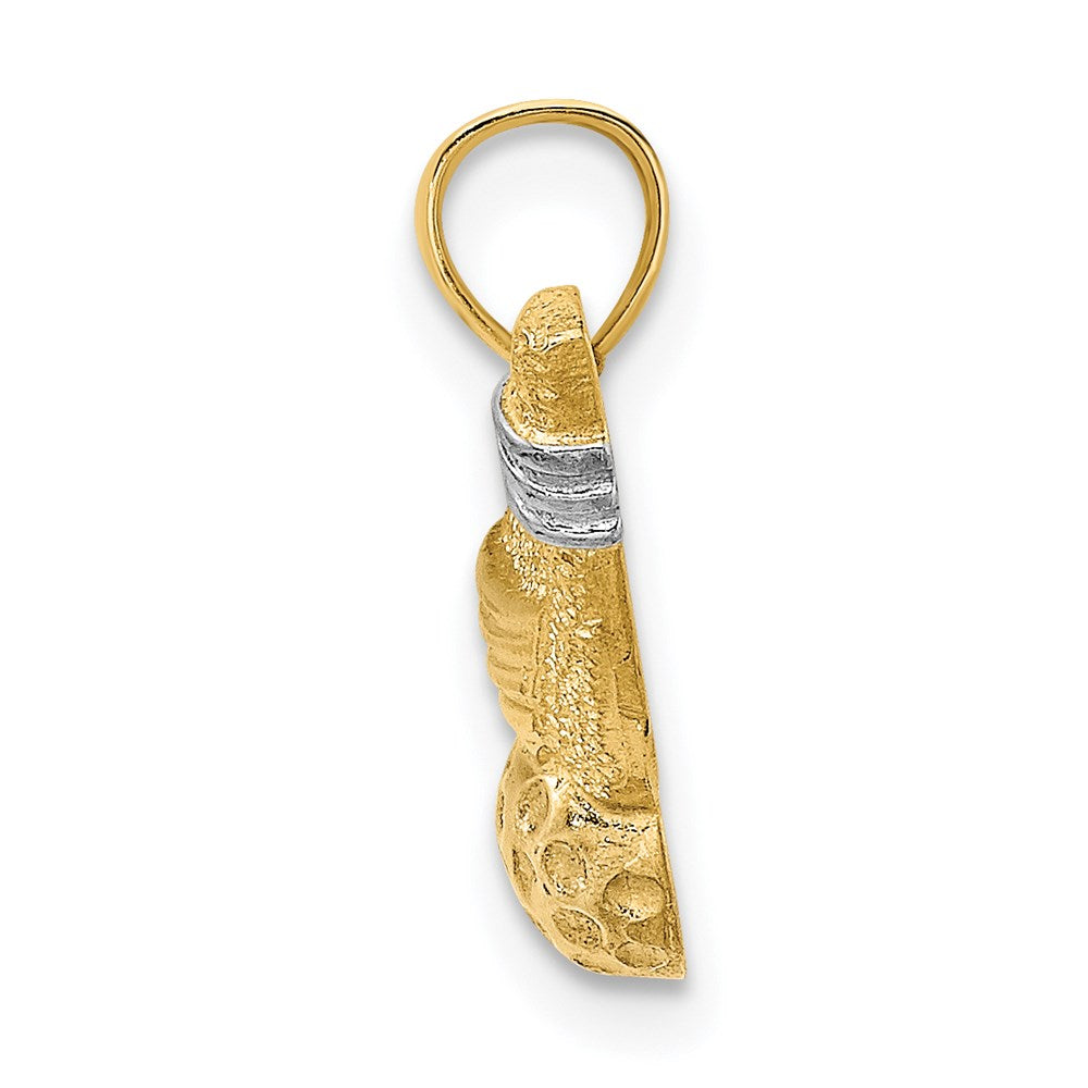 Million Charms 14K Yellow Gold Themed With Rhodium-plated Sports Golf Club, Ball Charm