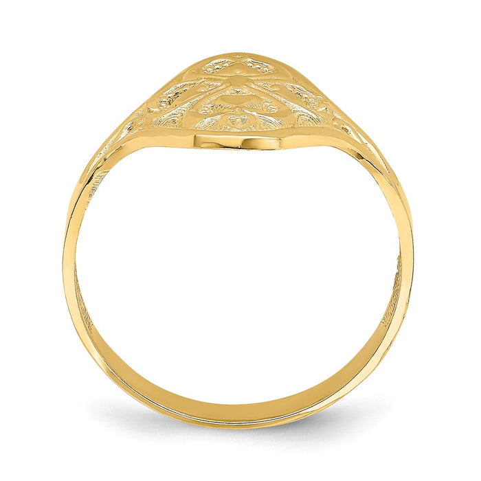 14k Yellow Gold Diamond-cut Filigree Ring, Size: 6