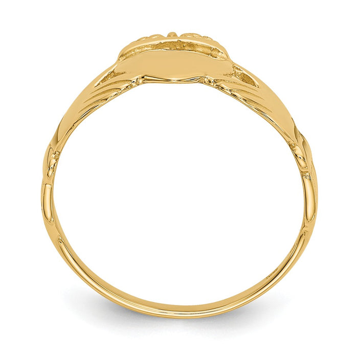 14k Yellow Gold Ladies Claddagh Ring, Size: 6