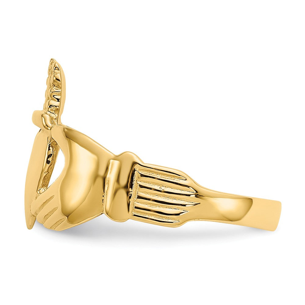 14k Yellow Gold Ladies Claddagh Ring, Size: 6