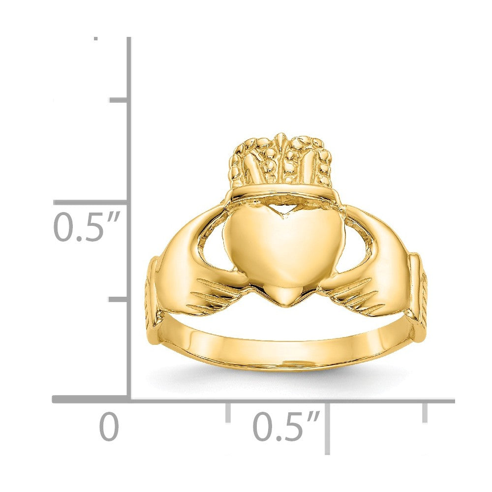 14k Yellow Gold Ladies Claddagh Ring, Size: 6