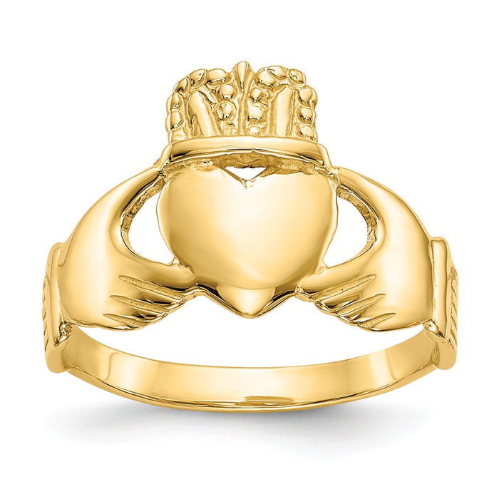 14k Yellow Gold Ladies Claddagh Ring, Size: 6