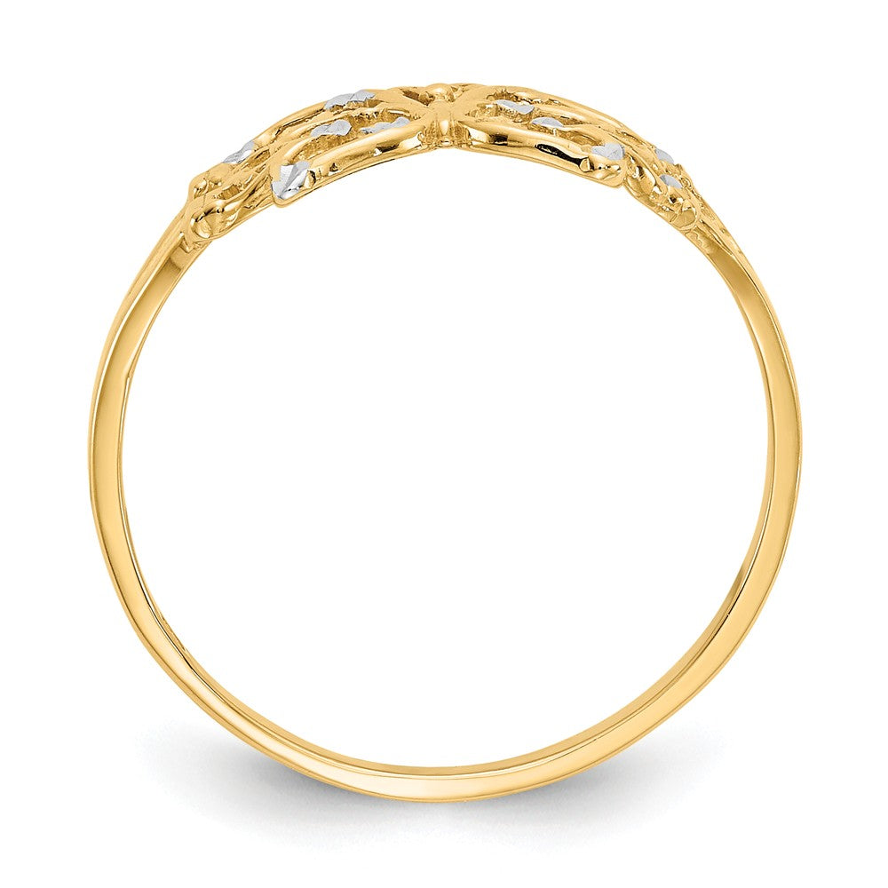 14k & Rhodium Diamond-cut Butterfly Ring, Size: 6