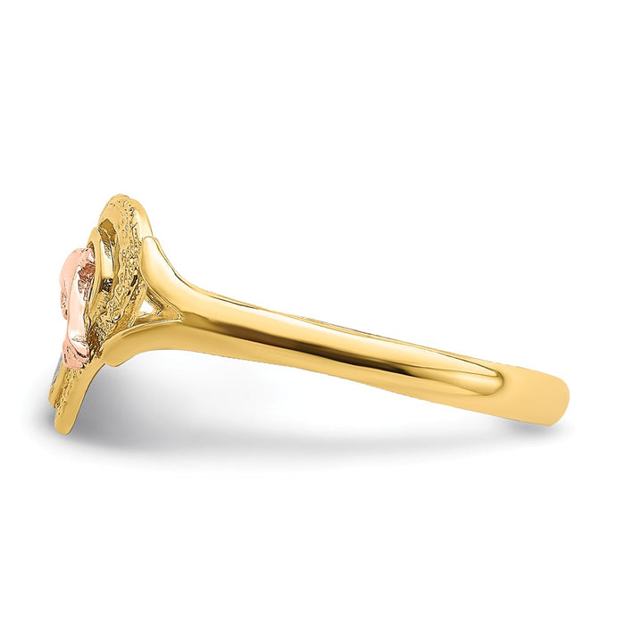 14k Yellow & Rose Gold with Rhodium Dolphin in Heart Ring, Size: 7