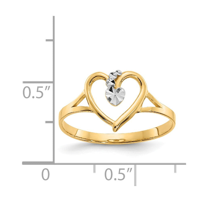 14K & White Rhodium Polished Heart Ring, Size: 7