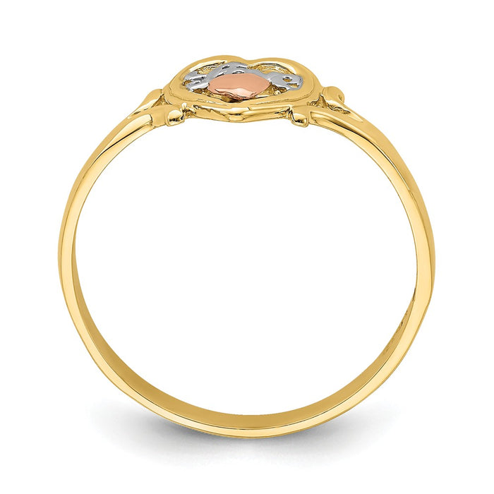 14k Yellow & Rose Gold with Rhodium Love Heart Ring, Size: 6