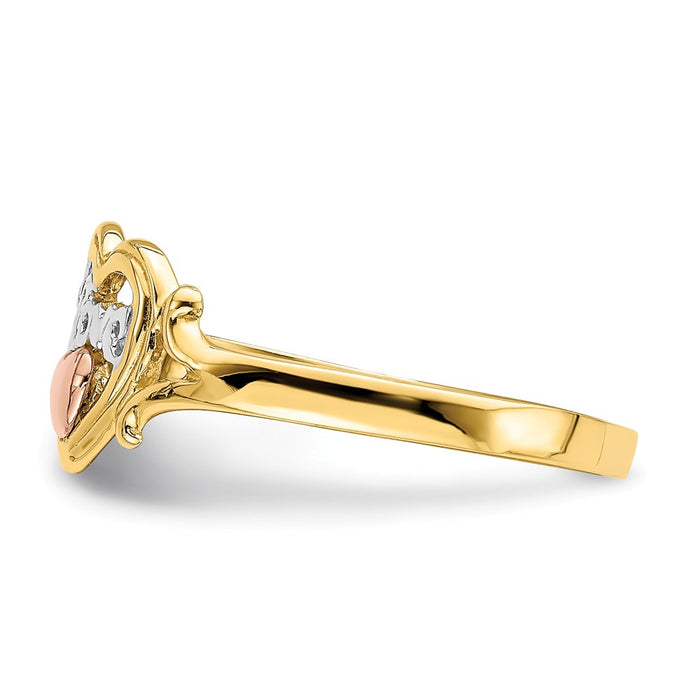 14k Yellow & Rose Gold with Rhodium Love Heart Ring, Size: 6