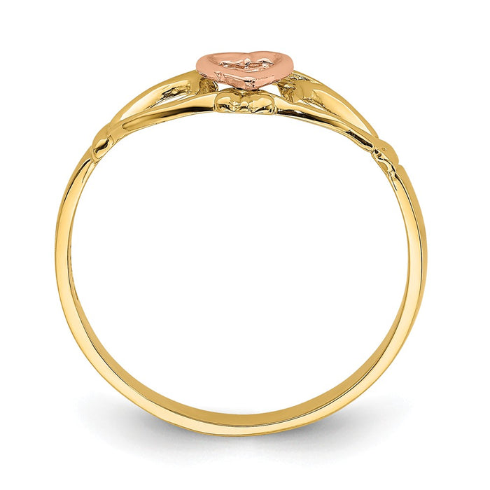 14k Two-Tone Gold Heart Ring, Size: 6