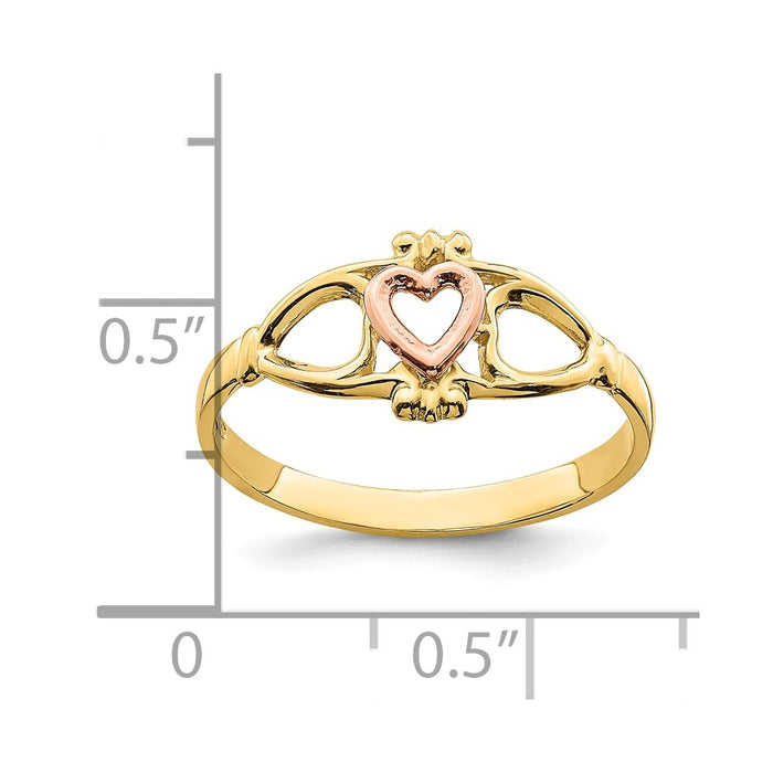 14k Two-Tone Gold Heart Ring, Size: 6