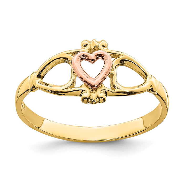14k Two-Tone Gold Heart Ring, Size: 6