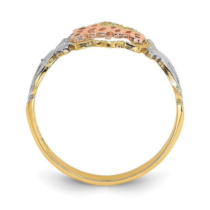 14k Yellow & Rose Gold with Rhodium Love Ring, Size: 6