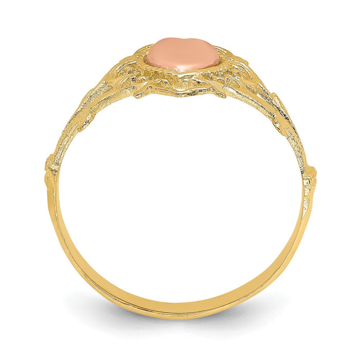 14k Two-Tone Gold Heart Ring, Size: 6