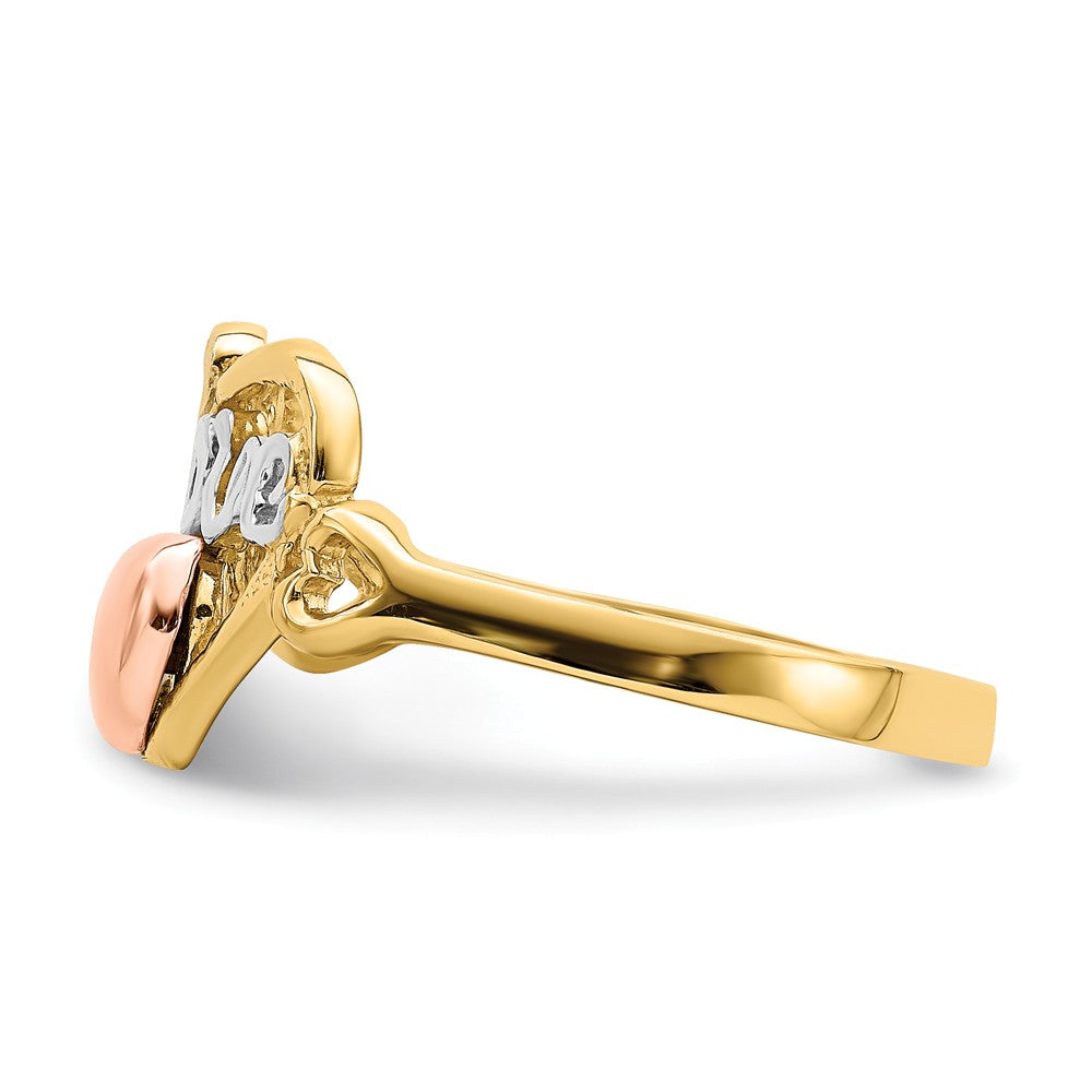 14k Yellow & Rose Gold with Rhodium Love Heart Ring, Size: 6