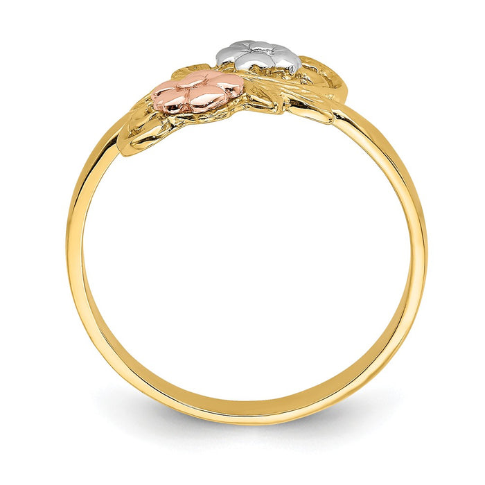 14k Tri-Color Flower Ring, Size: 6